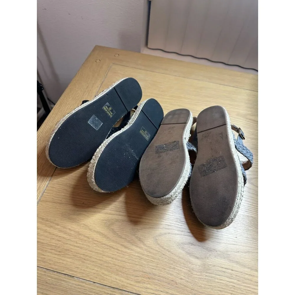 Chase & Chloe Women's Woven Strap Platform Sandals Lot of 2 Black & Gray Size 9